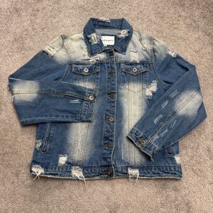 The Style Between Us Distressed Denim Jacket Womens Medium Ripped Acid Wash